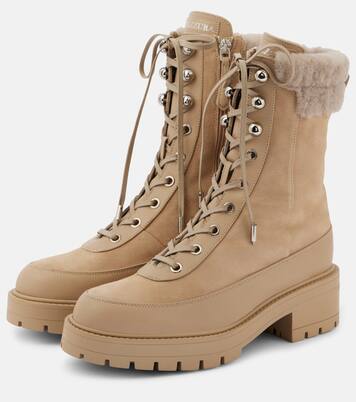 Very Cortina shearling-trimmed ankle boots | Aquazzura