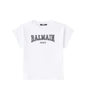 Logo printed cotton jersey T-shirt | Balmain Kids