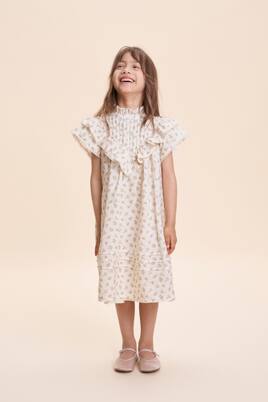 Sandra ruffled floral ramie dress | C'era Una Volta