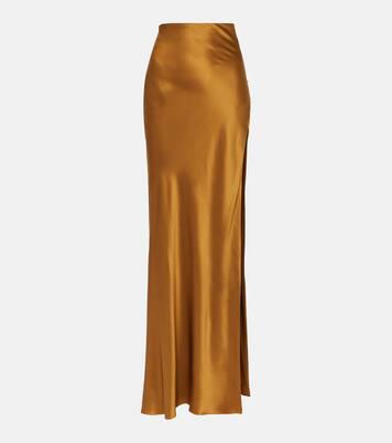 Asymmetric silk satin maxi skirt  | The Sei