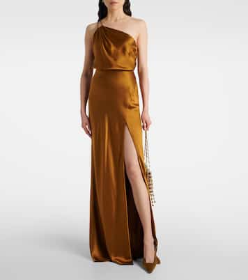 Asymmetric silk satin maxi skirt  | The Sei