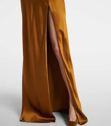 Asymmetric silk satin maxi skirt  | The Sei