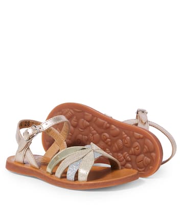 Plagette Oto metallic leather sandals | Pom d'Api