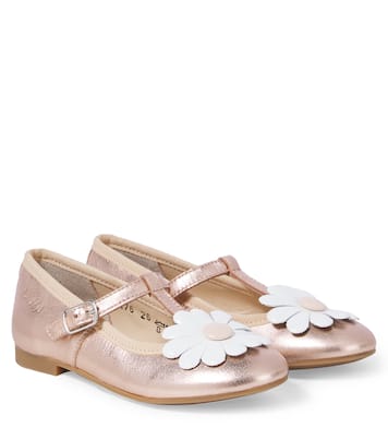 Dory Flo metallic leather ballet flats | Pom d'Api