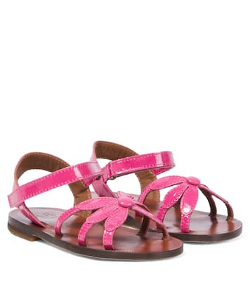 Floral-appliqué patent leather sandals | PèPè