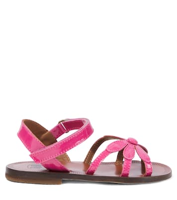Floral-appliqué patent leather sandals | PèPè