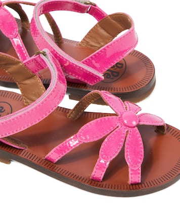 Floral-appliqué patent leather sandals | PèPè