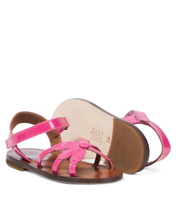 Floral-appliqué patent leather sandals | PèPè