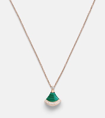 Divas' Dream 18kt rose gold necklace with diamonds and malachite | Bvlgari