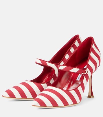 Escarpins Mary Jane Campari rayés | Manolo Blahnik