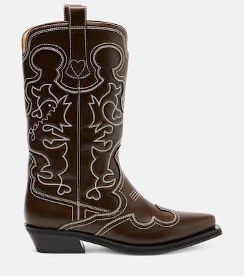 Mid Shaft embroidered cowboy boots | Ganni