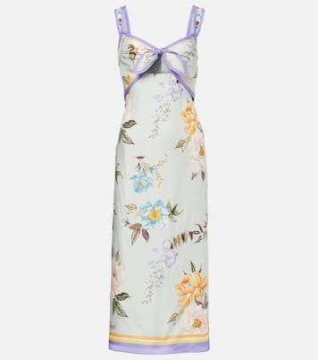 Bedrucktes Midikleid aus Twill | Self-Portrait