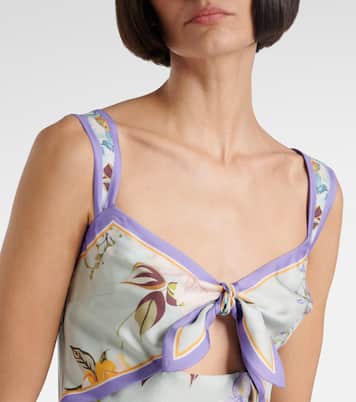 Bedrucktes Midikleid aus Twill | Self-Portrait