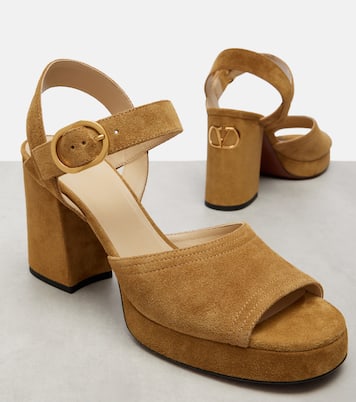 Plateausandalen Fawcette 100 aus Veloursleder | Valentino Garavani