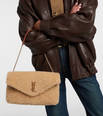 Cassandre Envelope shearling shoulder bag | Saint Laurent