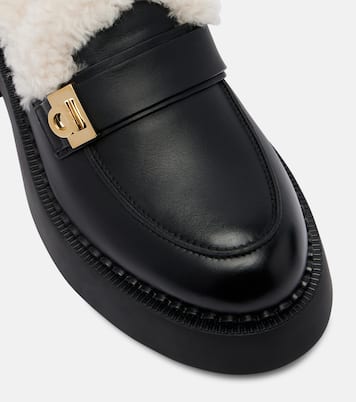 Caminia shearling-trimmed leather loafers | Ferragamo