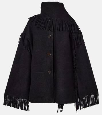 Fringed scarf-detail wool-blend jacket | Toteme