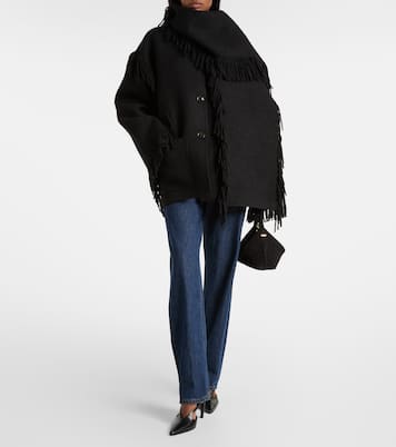 Fringed scarf-detail wool-blend jacket | Toteme