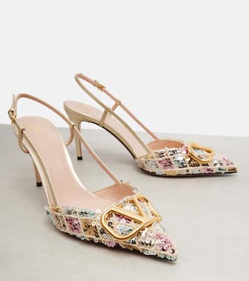 Slingback-Pumps VLogo 80 aus Leder | Valentino Garavani