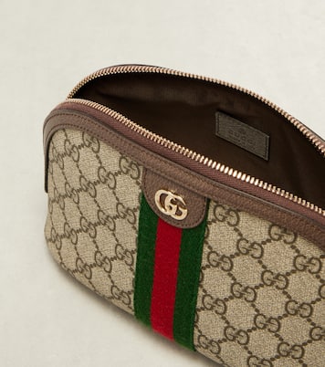 Ophidia Small leather-trimmed makeup bag | Gucci