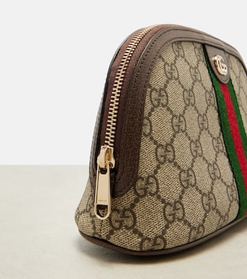 Ophidia Small leather-trimmed makeup bag | Gucci