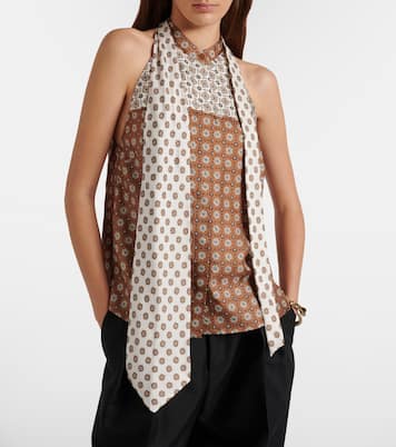 Graphic Dreams tie-neck silk twill top | Dorothee Schumacher