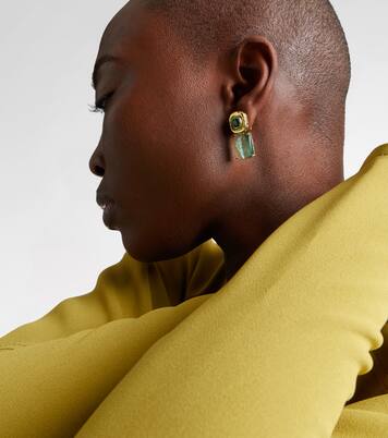 Ohrringe Double Orbit aus 18kt Gelbgold mit Smaragden und Turmalin | Octavia Elizabeth