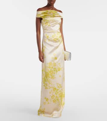 Floral off-shoulder duchess satin gown | Erdem