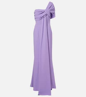 Draped one-shoulder silk-blend cady gown | Elie Saab