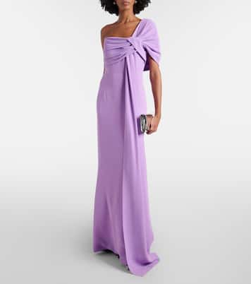 Draped one-shoulder silk-blend cady gown | Elie Saab