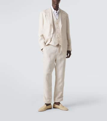 Herringbone linen vest | Brunello Cucinelli