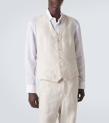 Herringbone linen vest | Brunello Cucinelli