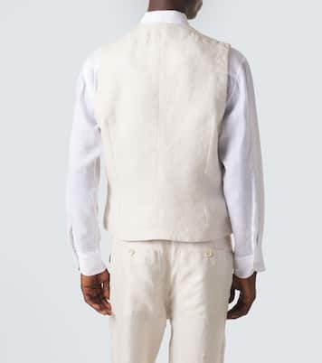 Herringbone linen vest | Brunello Cucinelli
