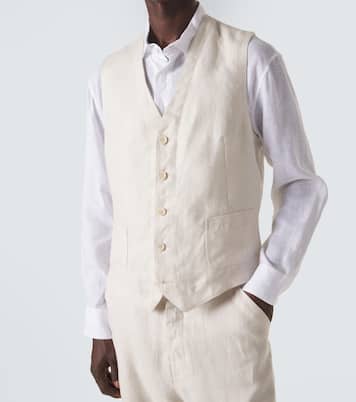 Herringbone linen vest | Brunello Cucinelli