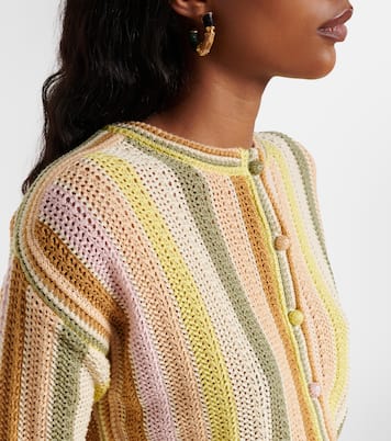 Indra striped crochet cotton cardigan | Zimmermann