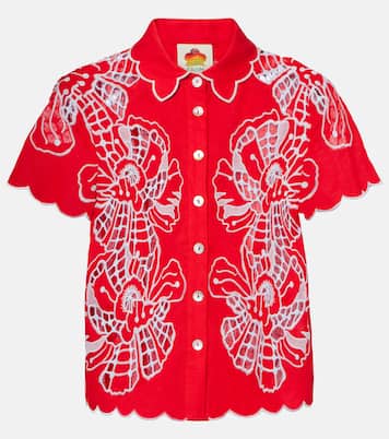 Poppy Flowers scalloped linen-blend shirt | Farm Rio