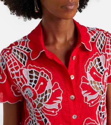 Poppy Flowers scalloped linen-blend shirt | Farm Rio