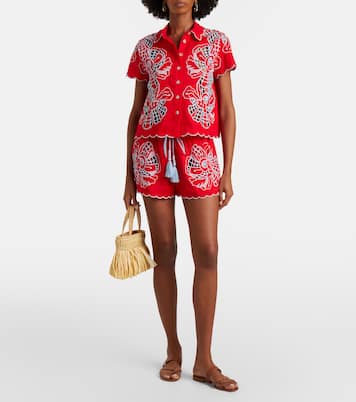 Poppy Flowers scalloped linen-blend shirt | Farm Rio