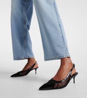 Slingback-Pumps aus Lackleder und Mesh | Alaïa