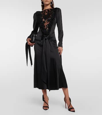 Robe midi en soie à ornements | Rodarte