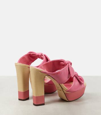 Plateausandalen Rua 120 aus Leder und Raffiabast | Jimmy Choo