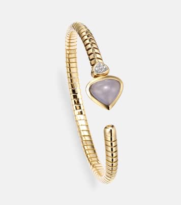 Trisolina Bypass 18kt gold cuff bracelet with chalcedony and diamonds | Marina B