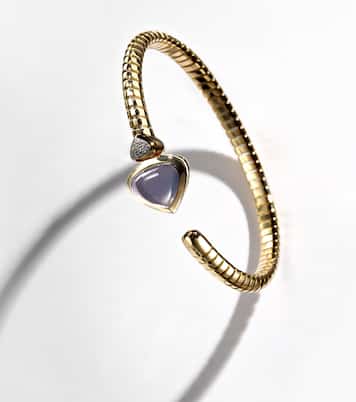 Trisolina Bypass 18kt gold cuff bracelet with chalcedony and diamonds | Marina B