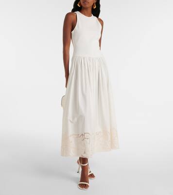 Robe midi Pegasus brodée en coton | Alémais