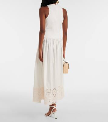 Robe midi Pegasus brodée en coton | Alémais