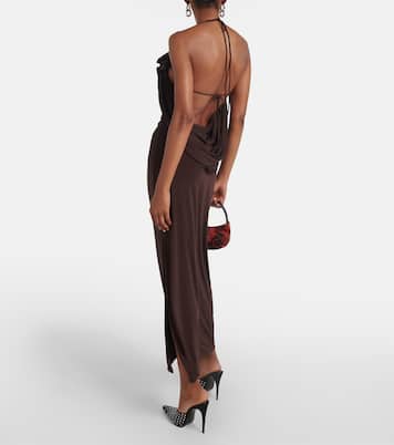 Floral-appliqué draped midi dress | Magda Butrym