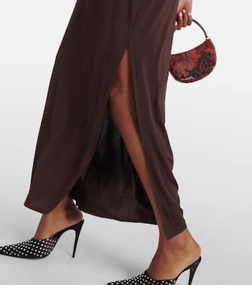 Floral-appliqué draped midi dress | Magda Butrym