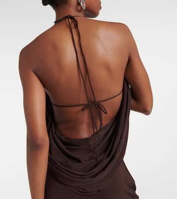 Floral-appliqué draped midi dress | Magda Butrym