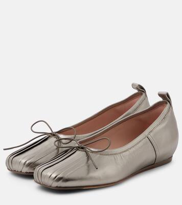 Classic pleated metallic leather ballet flats | Simone Rocha