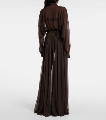 Balloon-sleeve mesh shirt dress | Norma Kamali